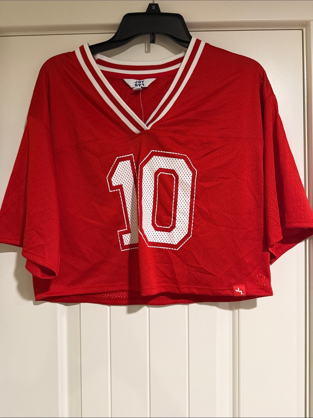 JoyLab Red Mesh Crop Jersey with White Number 10